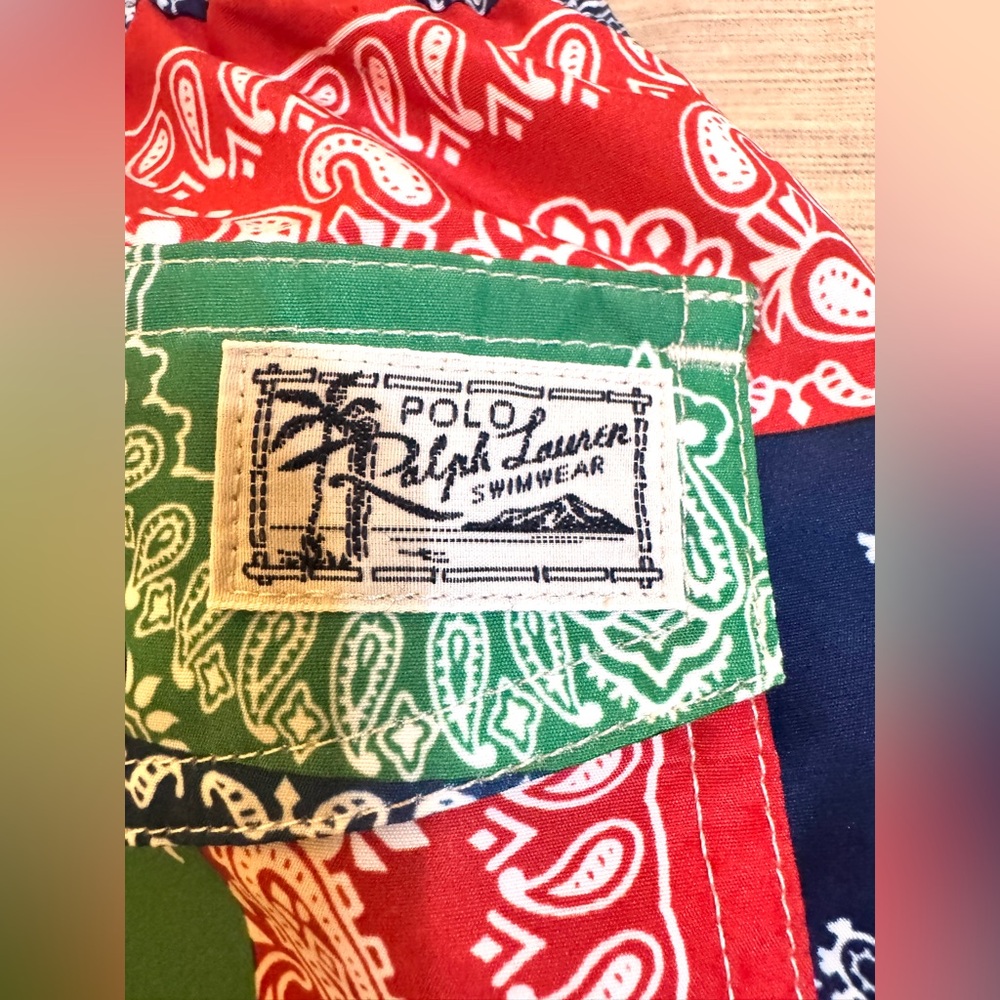 Polo Ralph Lauren Bandana Patchwork Print Multicolor Swimsuit Swim Shorts - Picture 5 of 13